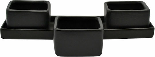 Ankor Ceramic Dessert Divided Serving Tray with 3 Slots Black 8.2x24x4.8cm