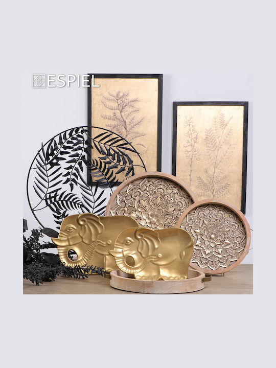 Espiel Ceramic Decorative Platters Set Elephant Gold 36x24x4cm 6pcs