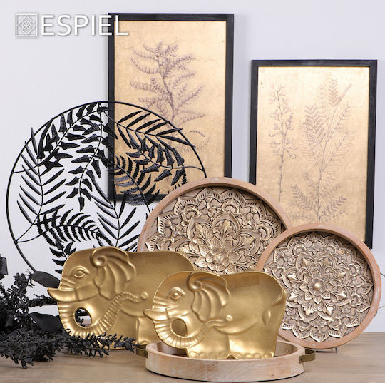 Espiel Ceramic Decorative Platters Set Elephant Gold 33x20.5x3.5cm 6pcs
