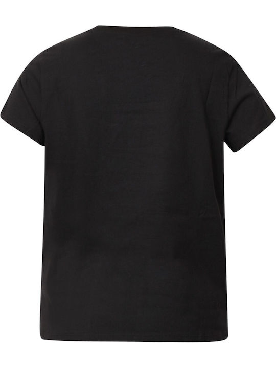 Batwing Women's Cotton Short Sleeve Black Blouse