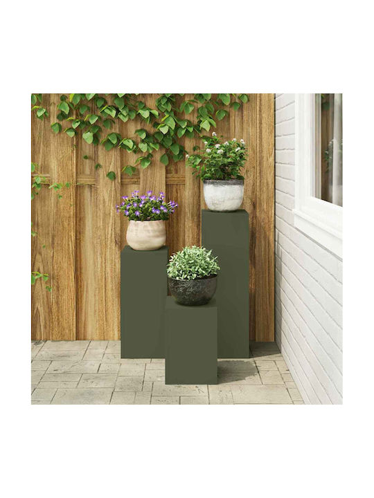 vidaXL Set 3 Töpfe Metall Olive