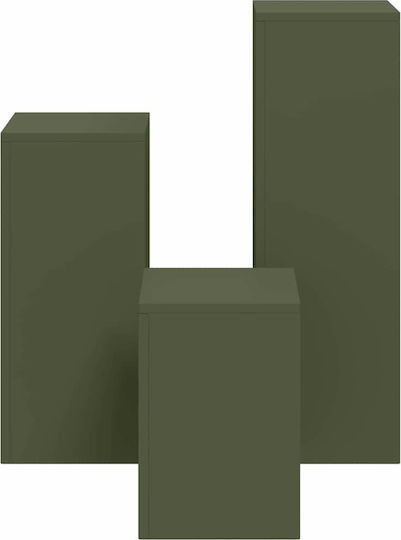 vidaXL Set 3 Pots Metal Olive