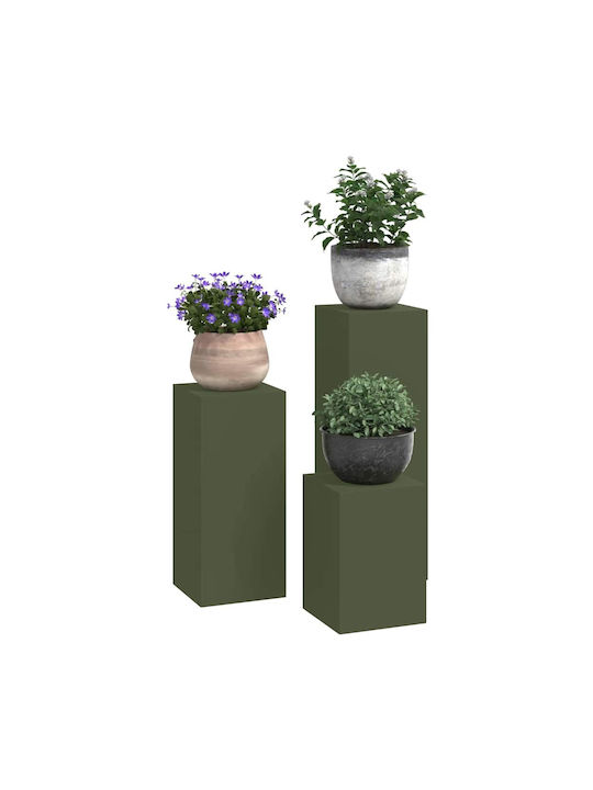 vidaXL Set 3 Töpfe Metall Olive