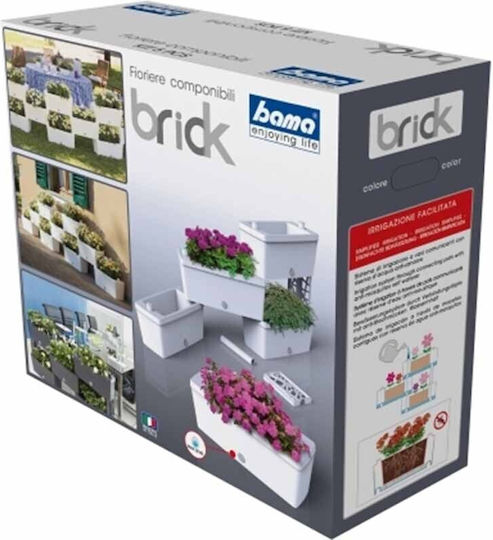 Bama Brick Set 5 Blumenkästen Kunststoff White Cream
