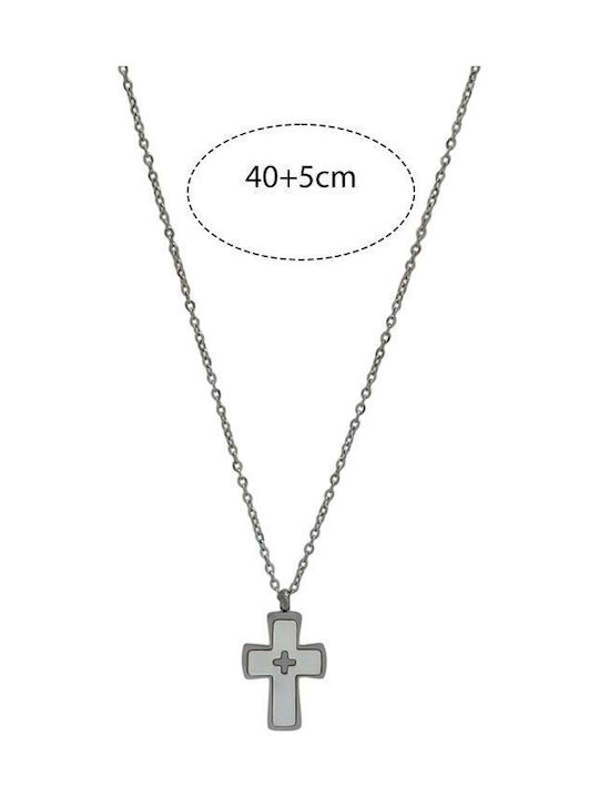 Awear Cross from Steel with Chain Silver Pink