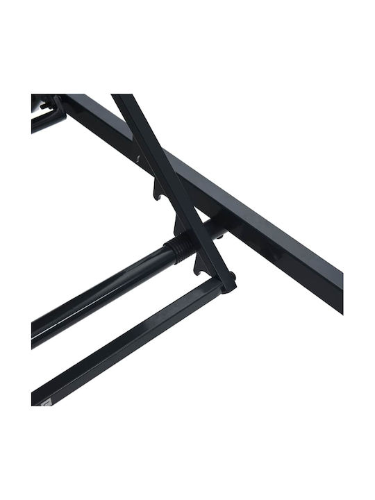 Deckchair Metallic with Cushion Black with Table 197x54x26cm.