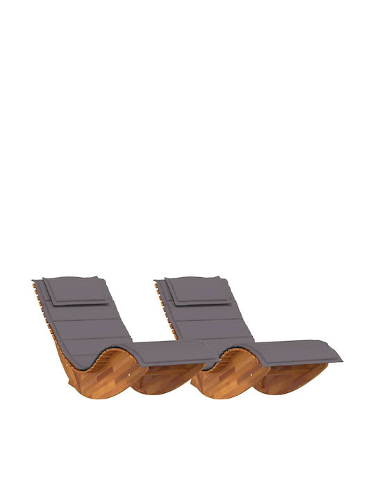 Șezlong Dublu Din Lemn Cu Pernă Gri 60x154x74cm