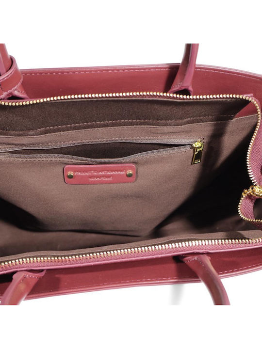 Leather Women's Bag Tote Handbag Burgundy