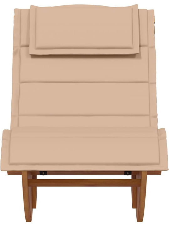 Șezlong din Lemn cu Pernă Bej 60x154x74cm