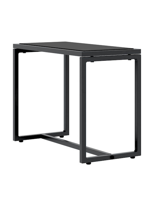 Deckchair Metallic with Cushion Black with Table 197x54x26cm.