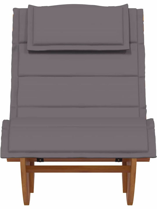 Șezlong Dublu Din Lemn Cu Pernă Gri 60x154x74cm