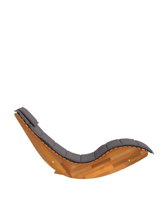 Șezlong Dublu Din Lemn Cu Pernă Gri 60x154x74cm