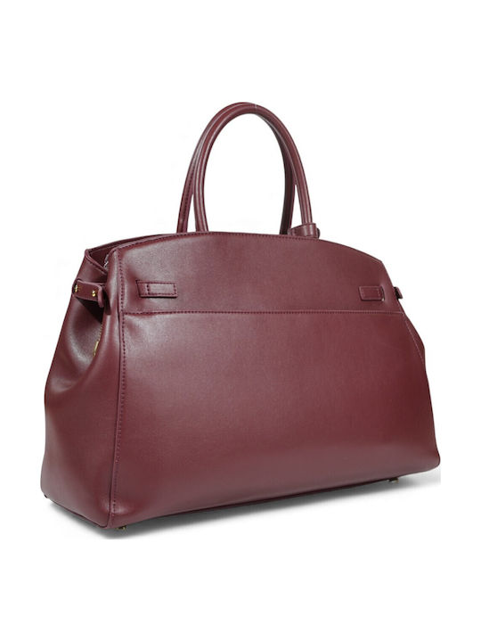 Leather Women's Bag Tote Handbag Burgundy