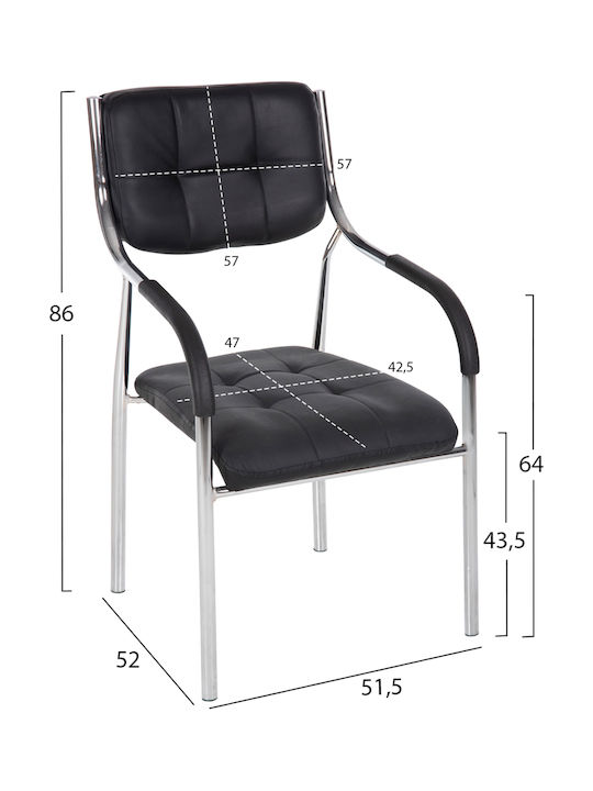 Πολυθρόνα Επισκέπτη Oberon με Μπράτσα Μαύρη 54x52x87cm 4τμχ