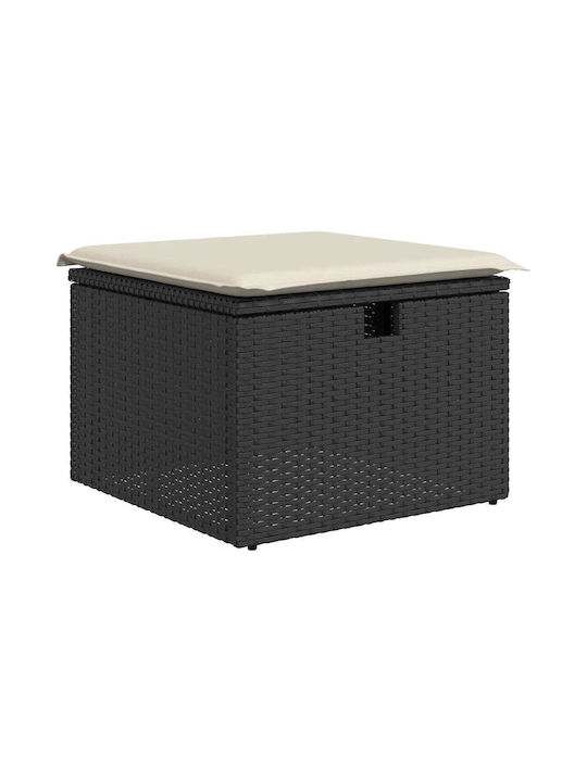 Gartenhocker Würfel Außeneinsatz Rattan mit Kissen Schwarz 2 Stück 55x55x37cm