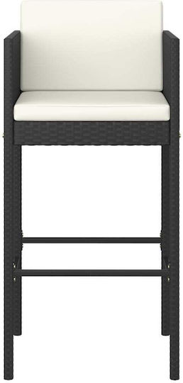 Hocker für Bar Für den Außenbereich Rattan mit Kissen Black 1Stück 50x48x100cm