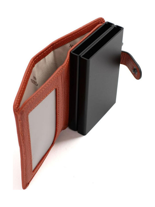 Δερμάτινο Ανδρικό Πορτοφόλι με RFID και Μηχανισμό Slide Πορτοκαλί