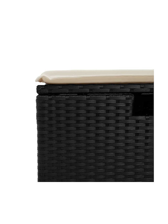 Gartenhocker Würfel Außeneinsatz Rattan mit Kissen Schwarz 2 Stück 55x55x37cm