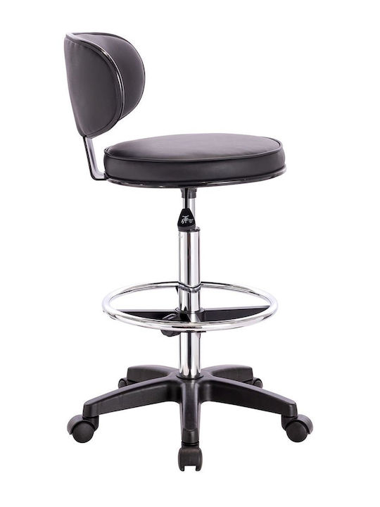 BF406 Office & Desk Stool with Backrest Round Black 2 Pieces 50x50x90cm