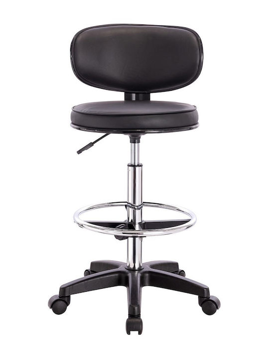 BF406 Office & Desk Stool with Backrest Round Black 2 Pieces 50x50x90cm