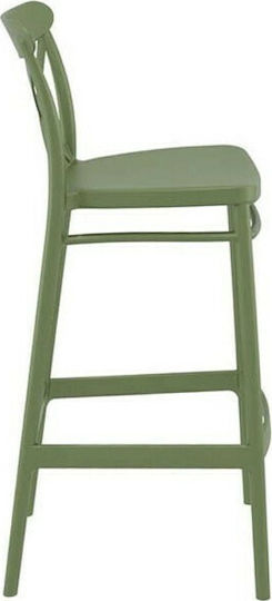 Outdoor Stool from Polypropylene Cross Bar 75 Olive Green 4 Pieces 52x45x106cm Outdoor Stool from Polypropylene Cross Bar 75 Olive Green 4 Pieces 52x45x106cm