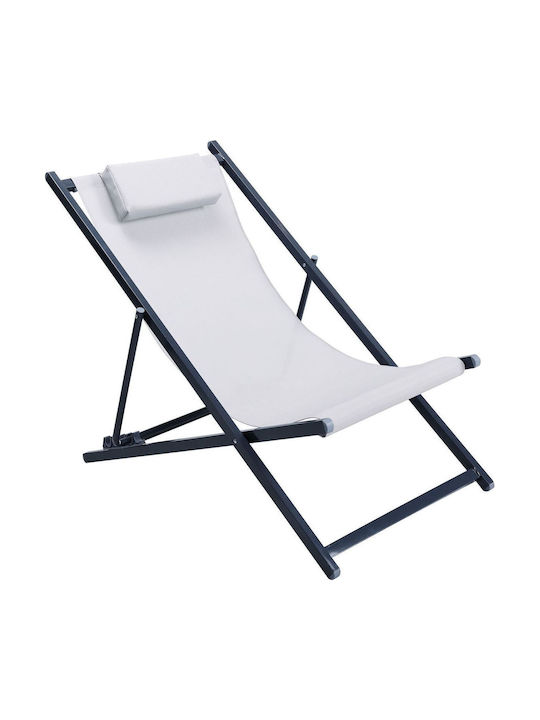 Σεζλόνγκ Deck Μεταλλική Ανθρακί / Μπεζ 101x63x86cm
