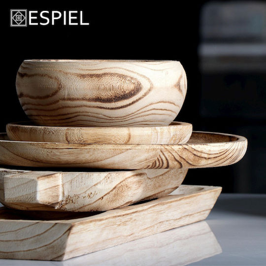 Espiel Διακοσμητικό Μπωλ Ξύλινο Μπεζ 17x17x8cm 2τμχ