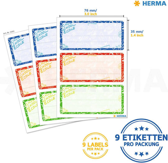 Herma Ετικέτες Τετραδίων 7.6x3.5cm 9τμχ
