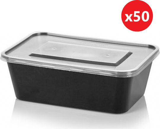 Ready Disposable Plastic Tableware for Hot / Microwave Safe 1000ml Black 10pcs 409