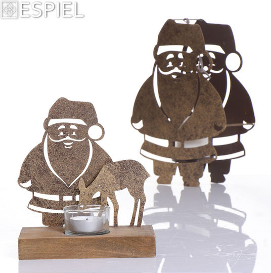 Espiel Santa Claus Christmas Metallic Gold Candlestick 27x20cm 4pcs