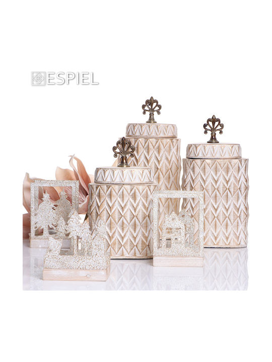 Espiel Christmas trees Christmas Wood Gold Candlestick 15.5x14cm