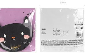 Kitten Napkins Black for Halloween Party 15x13cm