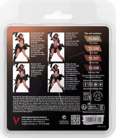 Acrylicos Vallejo Game Model Making Paint Pale Skin Set 18ml