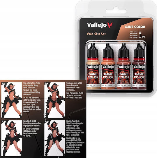 Acrylicos Vallejo Game Model Making Paint Pale Skin Set 18ml