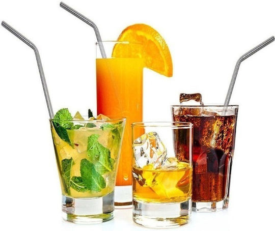 Set Straws Metal Silver with Brush 3pcs