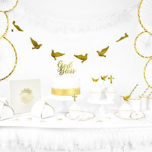 PartyDeco Stripped Gold Strohhalme 10Stück