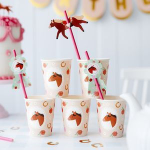 PartyDeco Vintage Horse Paper Straws 6 Pieces