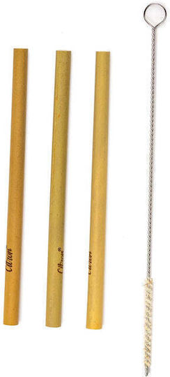 OLABamboo Straws Καλαμάκια Μπαμπού Καφέ με Βουρτσάκι 3τμχ