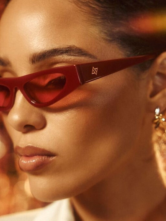 AV Sunglasses Colette Sunglasses Burgundy with Acetate Frame & Red Lens