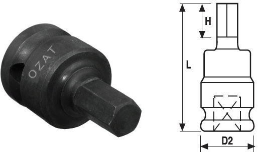 1'' Impact Socket Head External Hex Profile 1 Piece 12