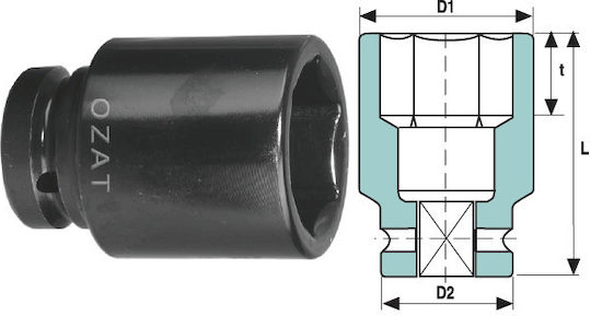 1'' Impact Socket Head 6 Sides Length 62
