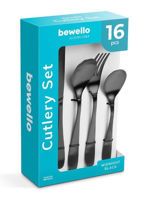 Bewello Besteckset Schwarz 16Stück