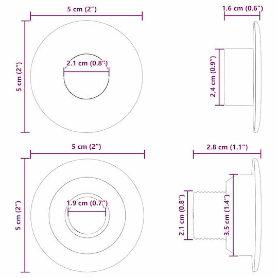 Βάσεις Πινγκ Πονγκ Ράβδους 5 X 5 X 2.8 Εκ 10 Pcs