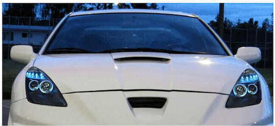 Фарове за автомобил Предни Светлини Ангелски Очи Toyota Celica T230 1999-2005 Черни Крушки H1 Комплект 2 Бройки