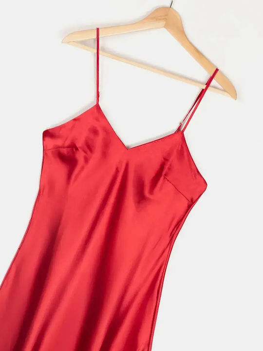 Satin Nachthemd Träger Rot Größe L XL