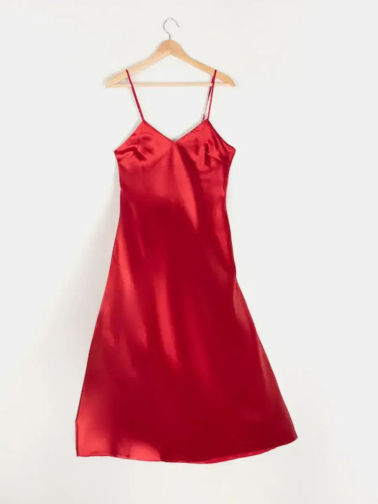Satin Nachthemd Träger Rot Größe L XL