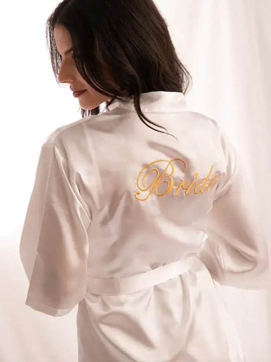 Set Bridal Satin Robe 2 Pieces White Size 2XL