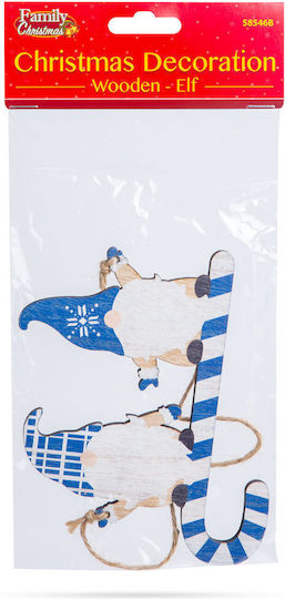 Weihnachtsfigur Holz Blau Elf 15 cm