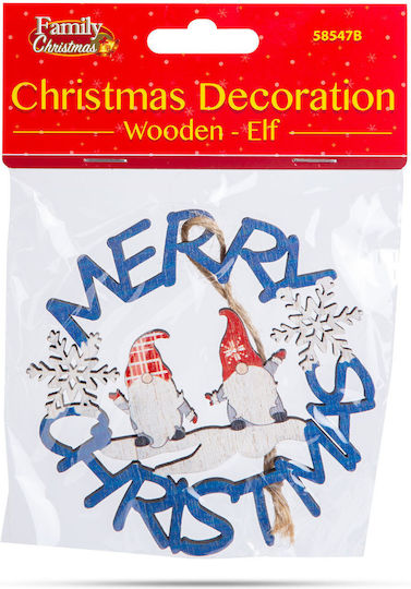 Christmas Decoration Wooden Gnomes Blue 10 Cm