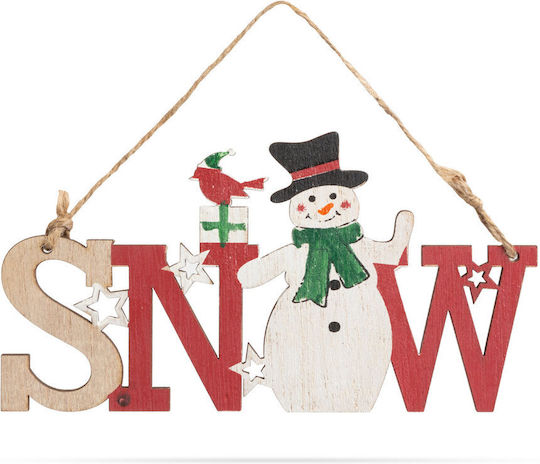 Holz Weihnachtsfigur Schneemann Hänger 17 x 9 cm